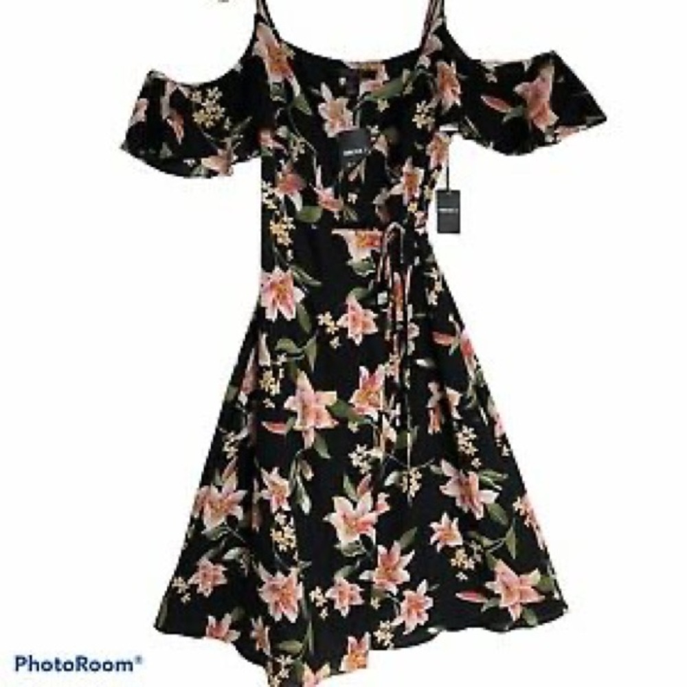 Floral midi wrap dress